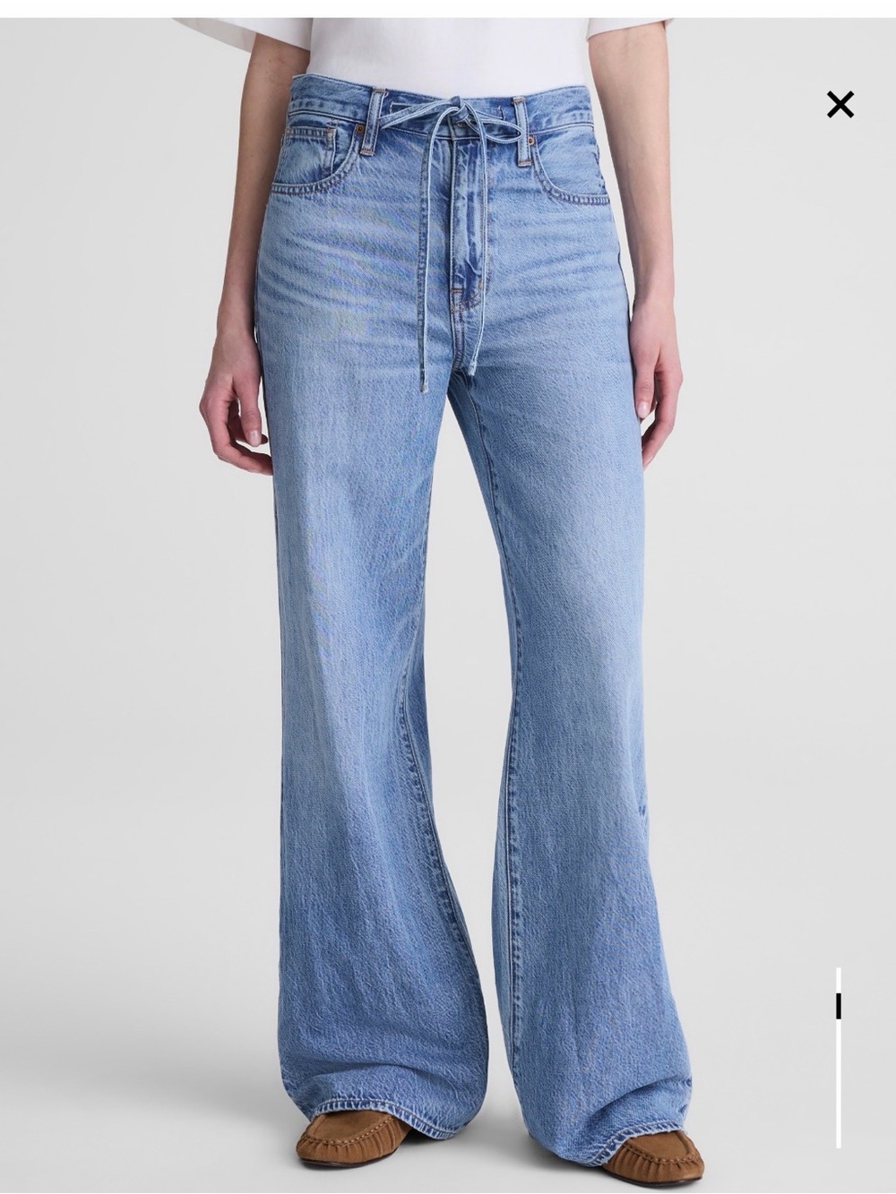 Madewell Ultimate Wide-Leg Airt Jean - Light Blue Wide-Leg with Bow Drawstring